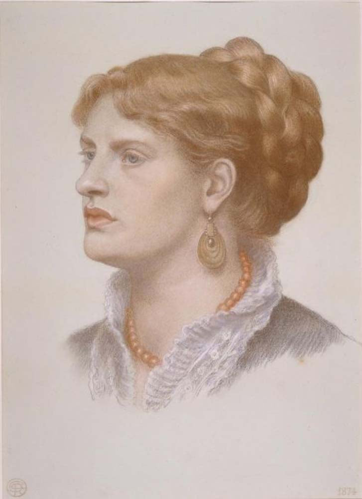 Fanny Cornforth w Earring, 1874 by Dante Gabriel Rossetti, English Pre-Raphaelite Painter,16x12"(A3) Poster Print
