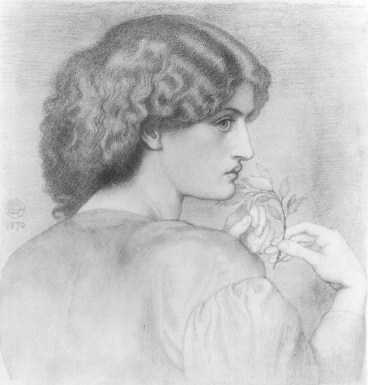 Jane Morris (also known as The Roseleaf), 1870 by Dante Gabriel Rossetti, English Pre-Raphaelite Painter,16x12"(A3) Poster Print