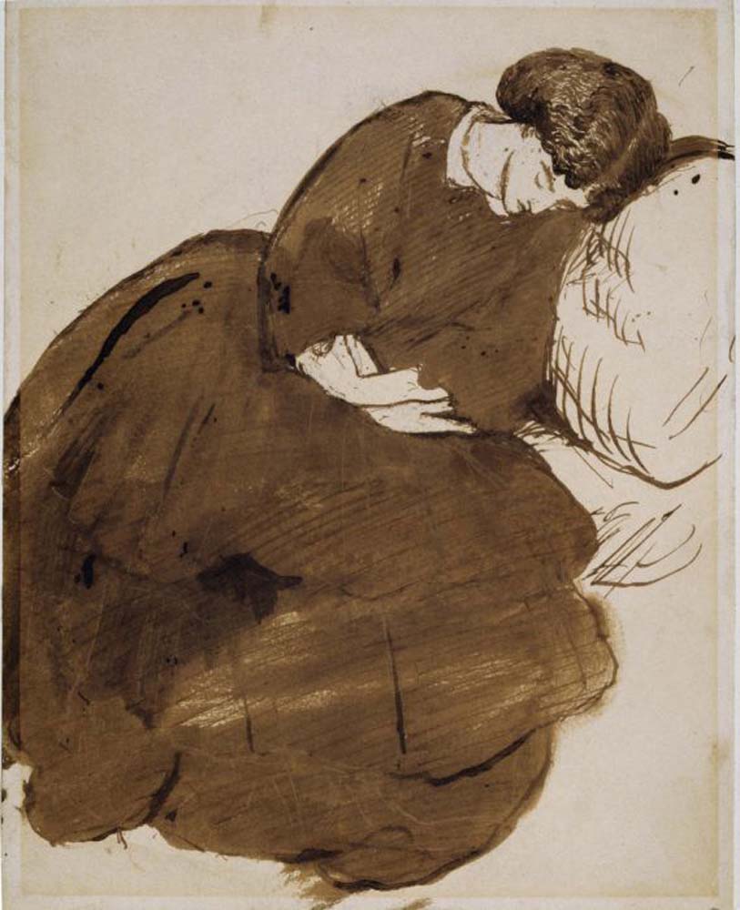 Jane Morris asleep on a Sofa, 1869-71 by Dante Gabriel Rossetti, English Pre-Raphaelite Painter,12x8"(A4) Poster Print