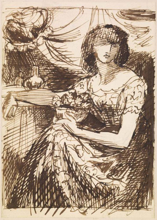 Jane Morris holding a Bowl of Flowers, ca1875 by Dante Gabriel Rossetti, English Pre-Raphaelite Painter,12x8"(A4) Poster Print
