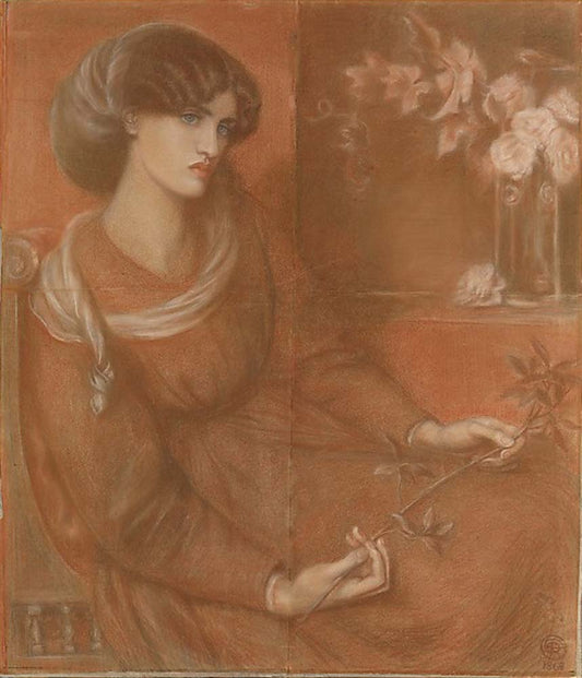 Portrait of Jane Morris, nee Burden, 1868 by Dante Gabriel Rossetti, pre-Raphaelite artist, 12x8" (A4) Poster