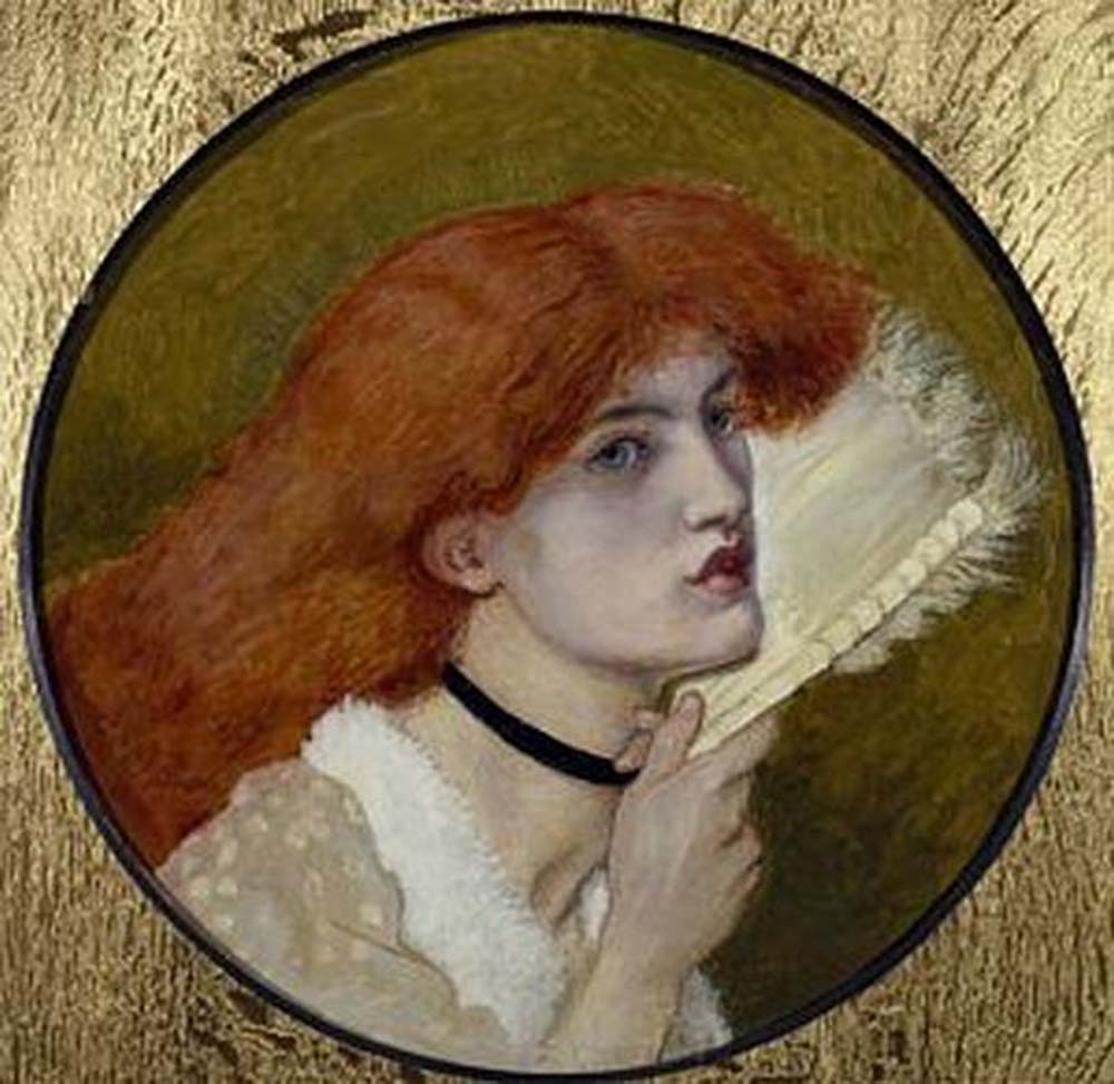Portrait of Jane Morris, with his hair Lizzy Siddal, n.d by Dante Gabriel Rossetti, pre-Raphaelite artist, 12x8" (A4) Poster