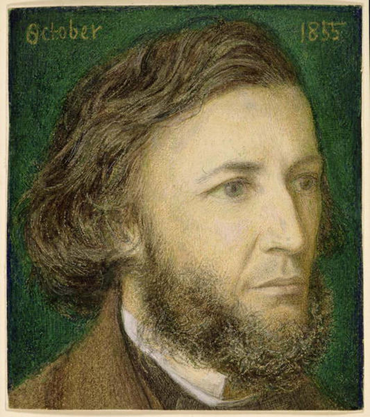 Portrait of Robert Browning, 1855 by Dante Gabriel Rossetti, pre-Raphaelite artist, 12x8" (A4) Poster