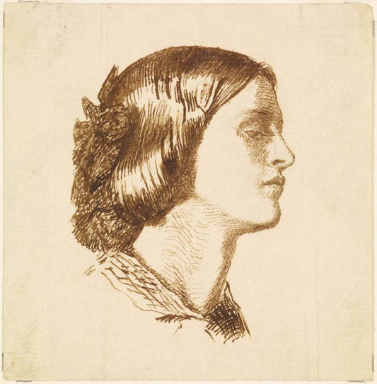 Portrait, perhaps of Elizabeth Siddal, ca1850 by Dante Gabriel Rossetti, English Pre-Raphaelite Painter,12x8"(A4) Poster Print