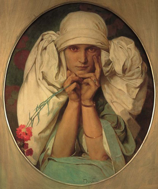 Portrait of Mucha's Daughter, Jaroslava - Alfons Mucha vintage artwork by Alphonse Mucha, 16x12" (A3 size) poster print