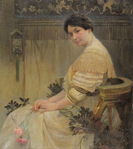 Portrait of Muchas wife Maruska - Alfons Mucha vintage artwork by Alphonse Mucha, 16x12" (A3 size) poster print