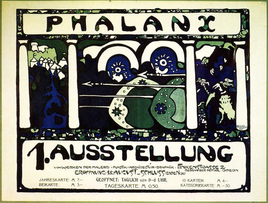 Poster for the First 'Phalanx' Exhibition - Wassily Kandinsky -1901 by Wassily Kandinsky, 12x8"(A4) Poster Print