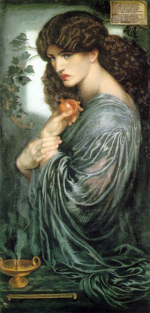 Proserpine, 1877 by Dante Gabriel Rossetti, pre-Raphaelite artist, 16x12