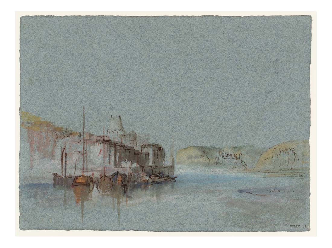 Quilleboeuf from the River, with the Towers of Tancarville in the Distance, 1832 by John Mallord William Turner RA