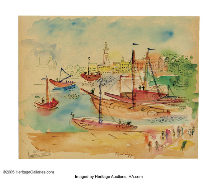 Harbor Scene  by Raoul Dufy, 16X12