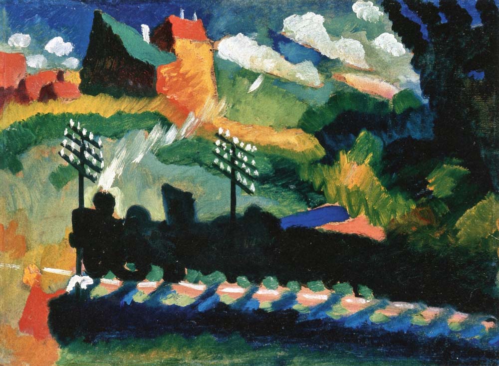 Railroad at Murnau - Wassily Kandinsky -1909 by Wassily Kandinsky, 16x12"(A3) Poster Print