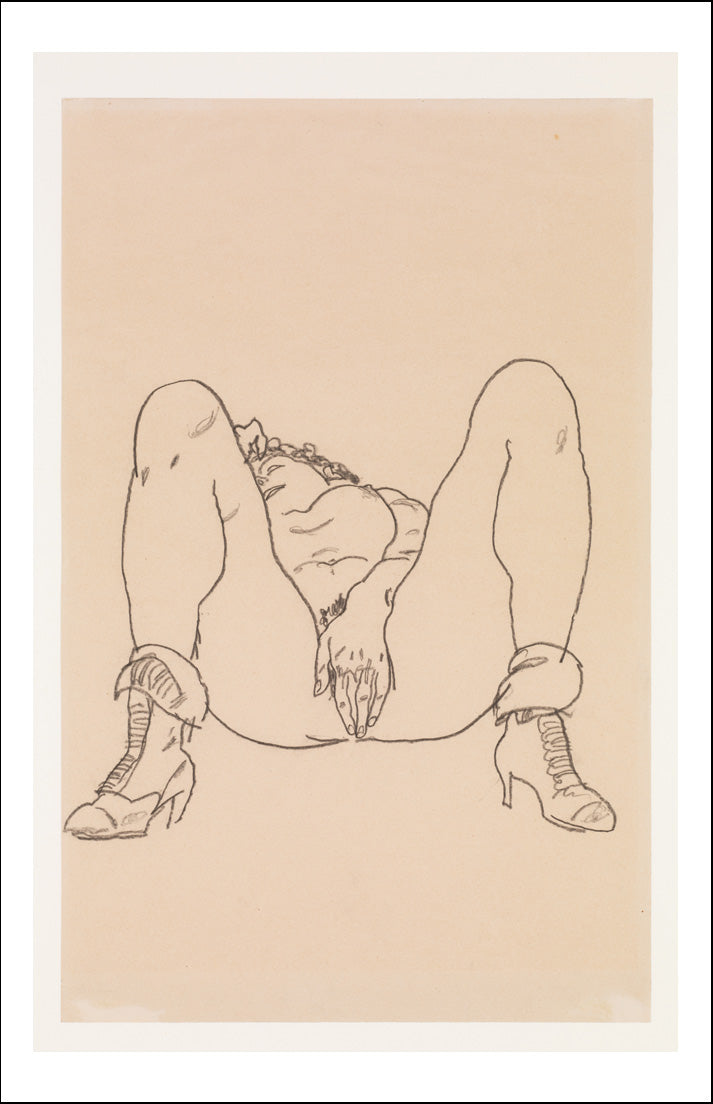 Reclining Nude with Boots, Erotic, 1918 by Egon Schiele, 12x8" (A4) Poster Print