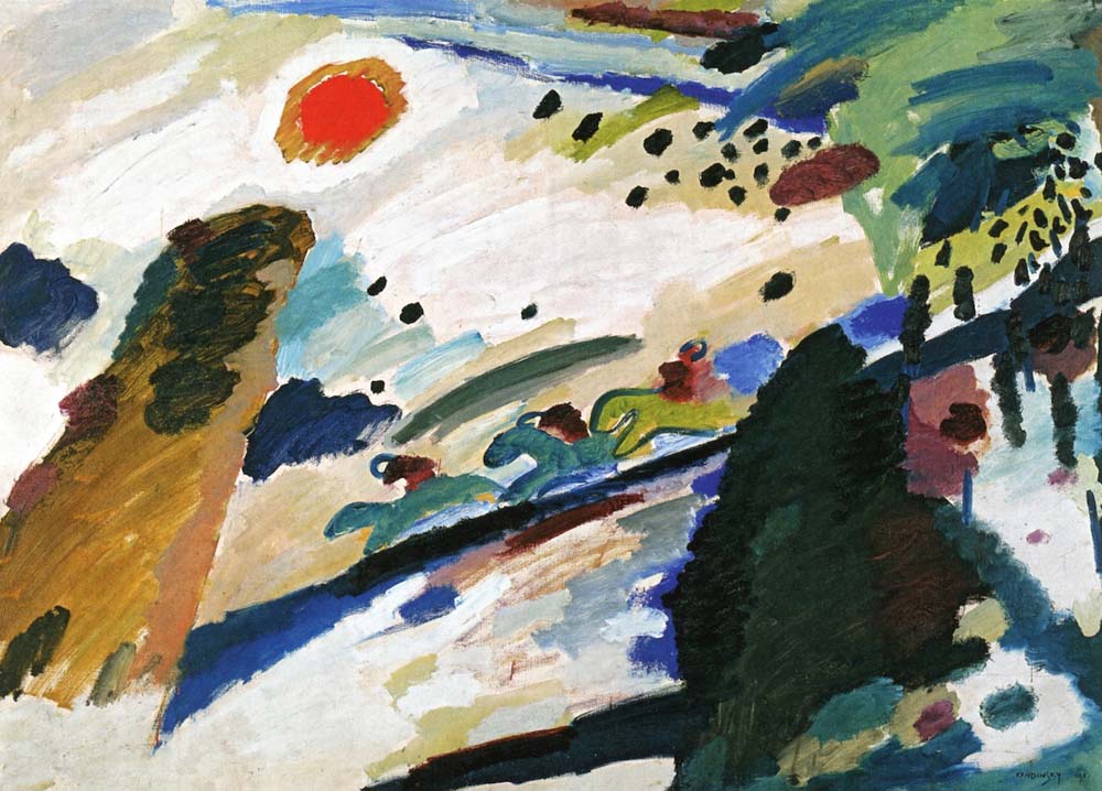 Romantic Landscape - Wassily Kandinsky -1911 by Wassily Kandinsky, 12x8"(A4) Poster Print