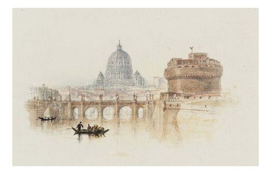 Rome (Castle of St Angelo), for Rogers's 'Italy', 1826-27 by John Mallord William Turner RA, 12x8"(A4) Poster