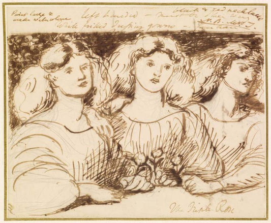 Rosa Triplex - Compositional , 1874 by Dante Gabriel Rossetti, English Pre-Raphaelite Painter,12x8"(A4) Poster Print