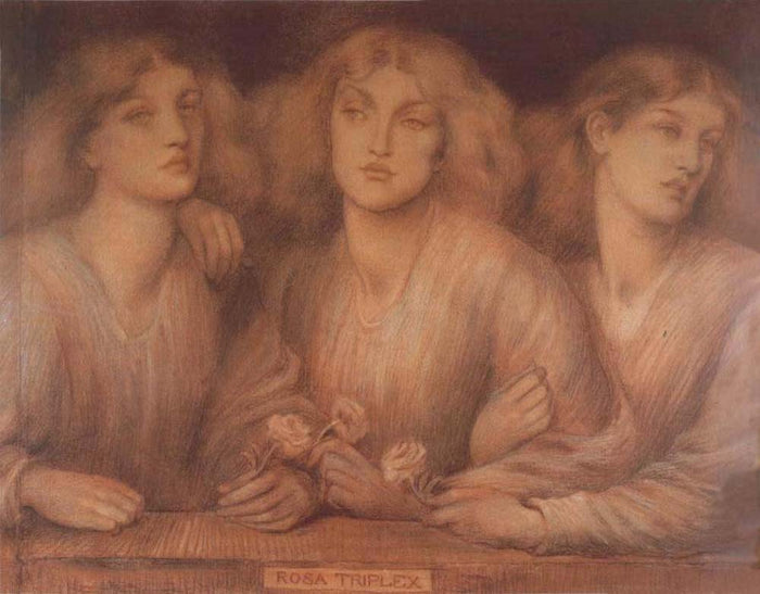 Rosa Triplex, 1867 by Dante Gabriel Rossetti, pre-Raphaelite artist, 12x8