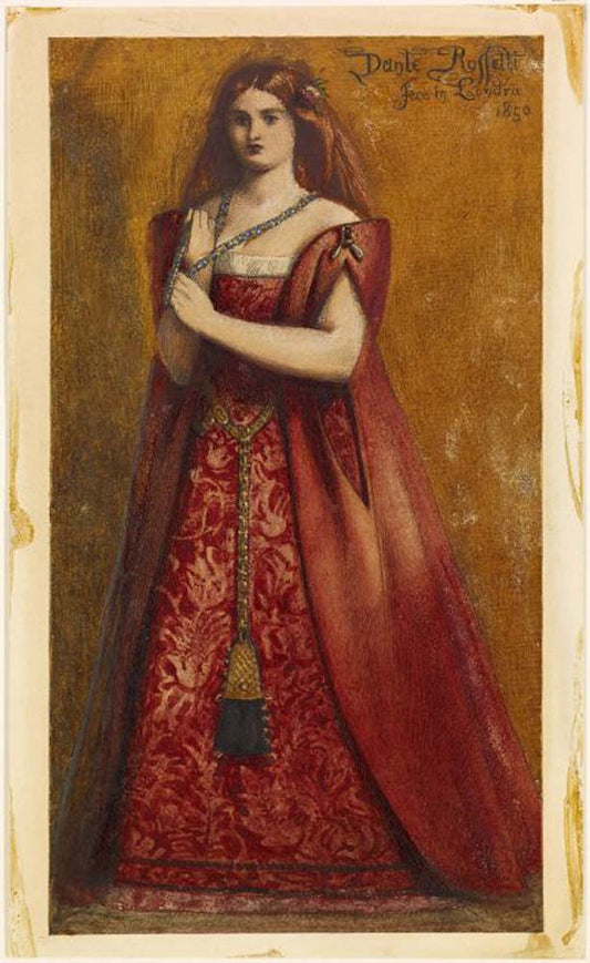 Rosso Vestita [Dressed in Red], 1850 by Dante Gabriel Rossetti, pre-Raphaelite artist, 12x8" (A4) Poster
