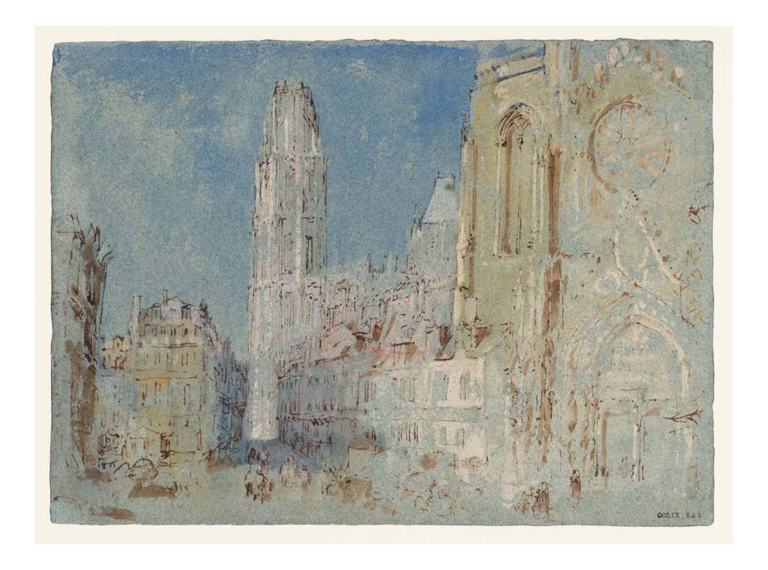 Rouen Cathedral, The Portail de Calende, Looking along the Rue du Change to the Tour de Beurre, 1832 by John Mallord William Turner RA, 12x8"(A4) Poster