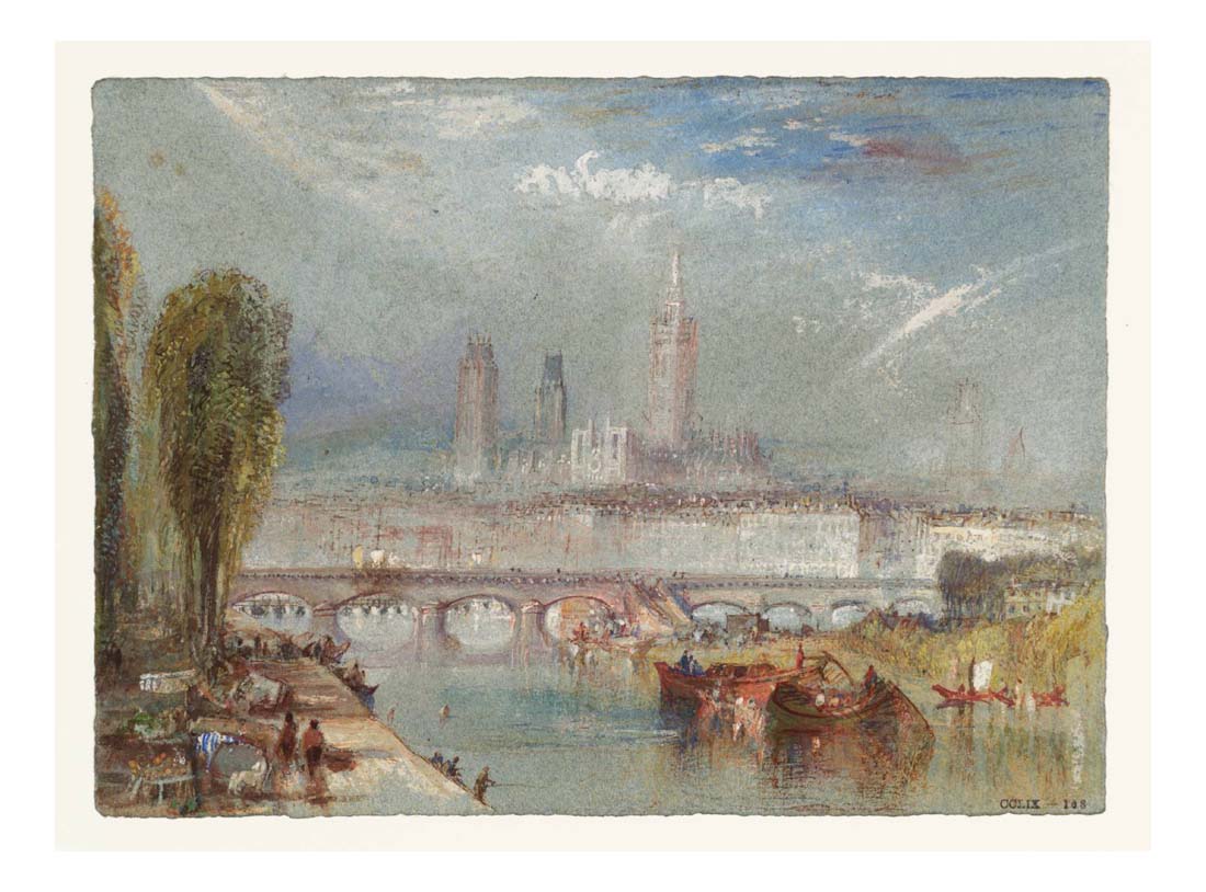 Rouen, Looking Downstream, 1832 by John Mallord William Turner RA, 12x8"(A4) Poster