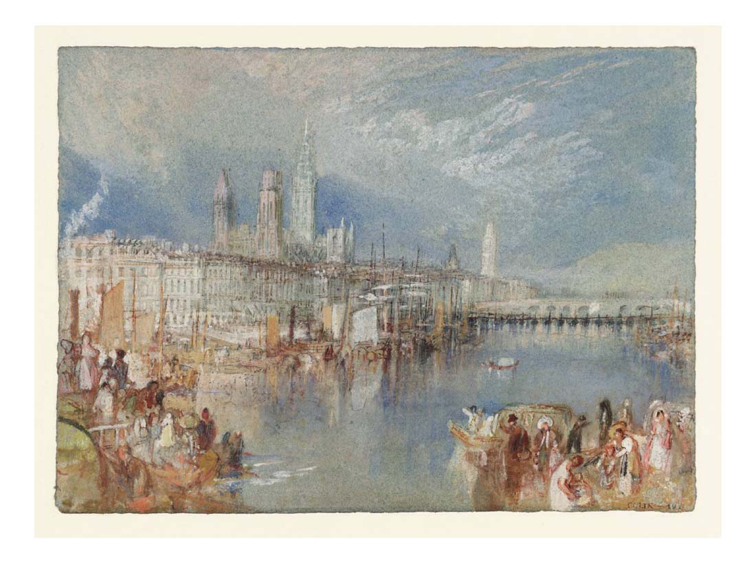 Rouen, Looking Upriver, 1832 by John Mallord William Turner RA, 12x8"(A4) Poster