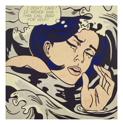 Roy Lichtenstein - Drowning Girl, 16x12" (A3) Poster Print