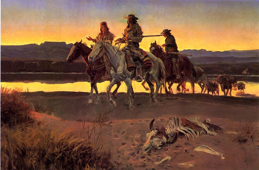 Carson-s-Men-by-Charles-Marion-Russell,-Classic-Western-American-Art,-16x12"-(A3)-Poster-Print