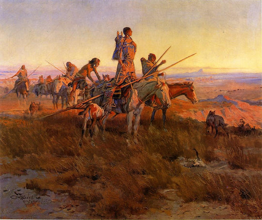 In-the-Wake-of-the-Buffalo-Hunters-by-Charles-Marion-Russell,-Classic-Western-American-Art,-16x12"-(A3)-Poster-Print