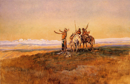 Invocation-to-the-Sun-by-Charles-Marion-Russell,-Classic-Western-American-Art,-16x12"-(A3)-Poster-Print