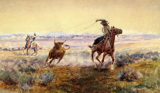 On-the-Pond-by-Charles-Marion-Russell,-Classic-Western-American-Art,-16x12"-(A3)-Poster-Print