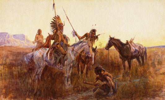 The-Lost-Trail-by-Charles-Marion-Russell,-Classic-Western-American-Art,-16x12"-(A3)-Poster-Print