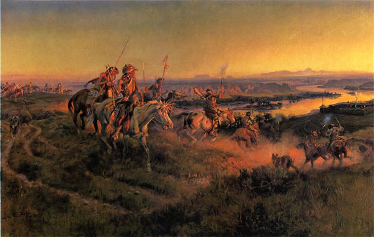 The-Salute-of-the-Robe-Trade-by-Charles-Marion-Russell,-Classic-Western-American-Art,-16x12"-(A3)-Poster-Print