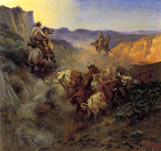 The-Slick-Ear-by-Charles-Marion-Russell,-Classic-Western-American-Art,-16x12"-(A3)-Poster-Print