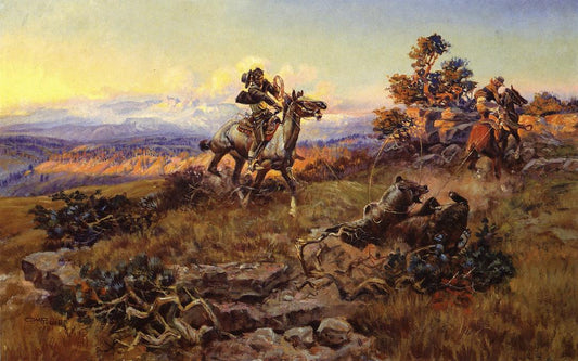 The-Stranglers-by-Charles-Marion-Russell,-Classic-Western-American-Art,-16x12"-(A3)-Poster-Print