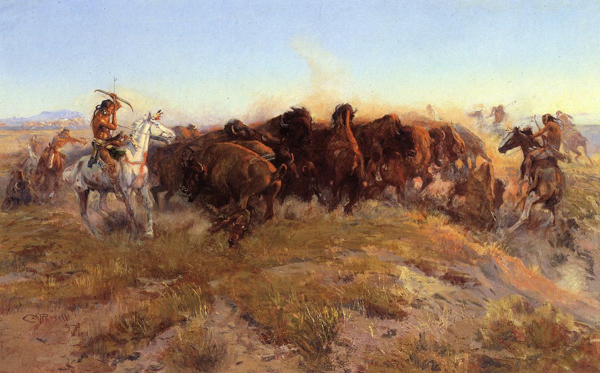The-Surround-by-Charles-Marion-Russell,-Classic-Western-American-Art,-16x12"-(A3)-Poster-Print