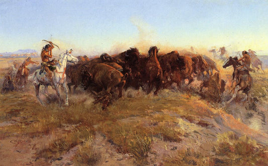 The-Surround-by-Charles-Marion-Russell,-Classic-Western-American-Art,-16x12"-(A3)-Poster-Print