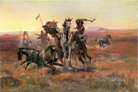 When-Blackfeet-and-Sioux-Meet-by-Charles-Marion-Russell,-Classic-Western-American-Art,-16x12"-(A3)-Poster-Print