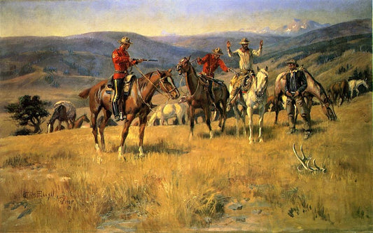 When-Law-Dulls-the-Edge-of-Chance-by-Charles-Marion-Russell,-Classic-Western-American-Art,-16x12"-(A3)-Poster-Print