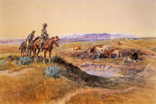 Worked-Over-by-Charles-Marion-Russell,-Classic-Western-American-Art,-16x12"-(A3)-Poster-Print
