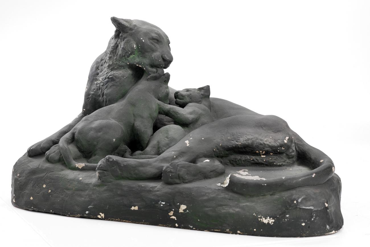 Edward Kemeys:American Panther and Cubs,16x12"(A3)Poster