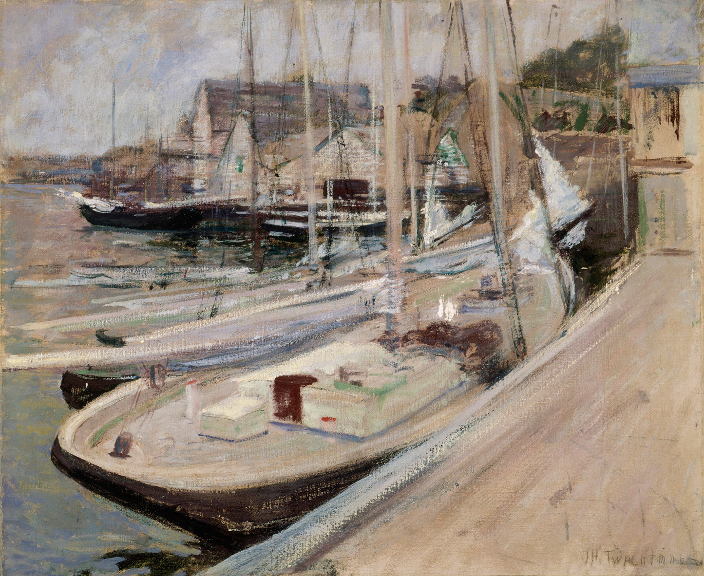 John Henry Twachtman:Fishing Boats at Gloucester,16x12"(A3)Poster