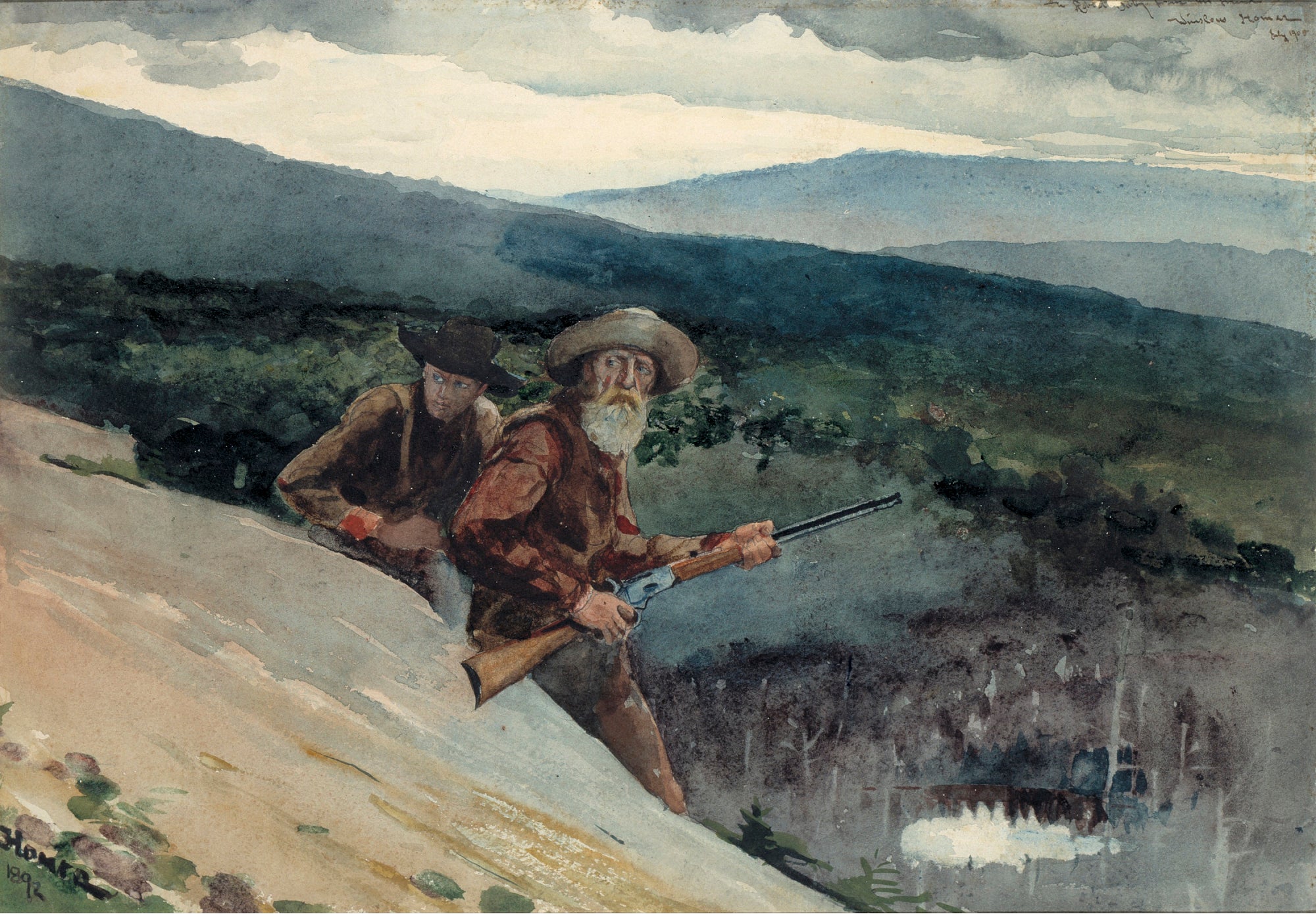 Winslow Homer:Bear Hunting, Prospect Rock,16x12"(A3)Poster