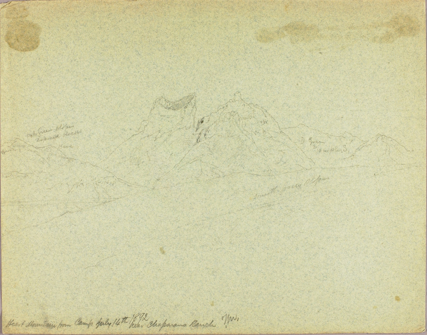 Thomas Moran:Heart Mountain from Camp, near Chapman's Ranch,16x12"(A3)Poster