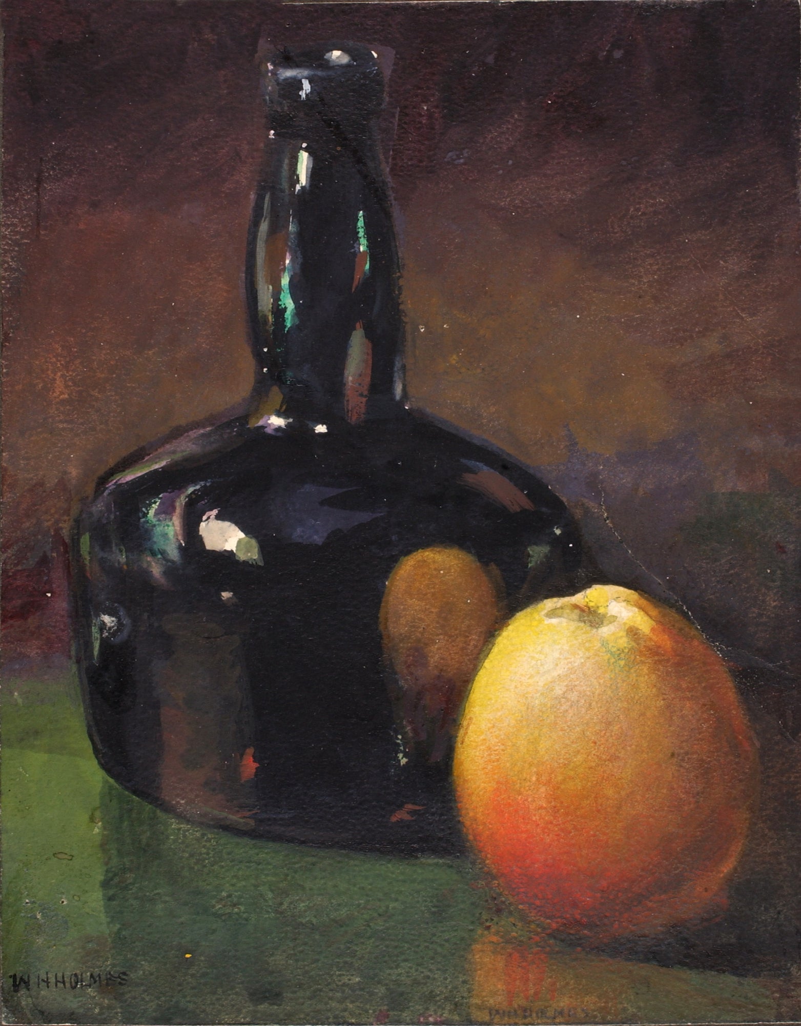 William Henry Holmes:Still Life--Apples and Bottle,16x12"(A3)Poster