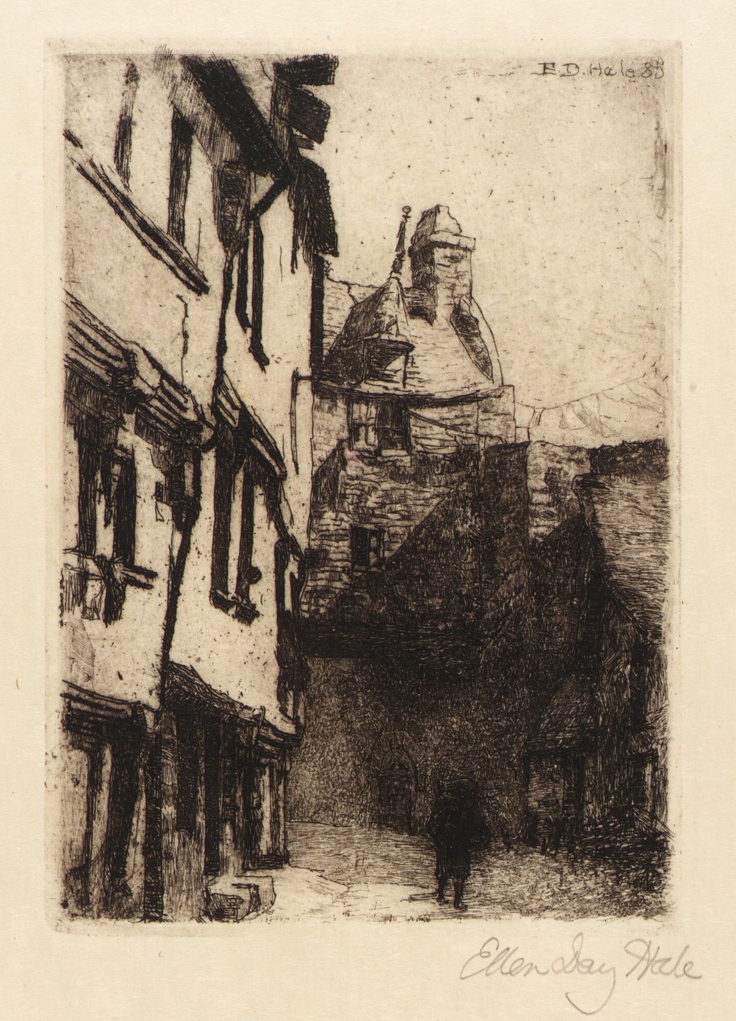 Ellen Day Hale:Street, Mont St. Michel,16x12"(A3)Poster