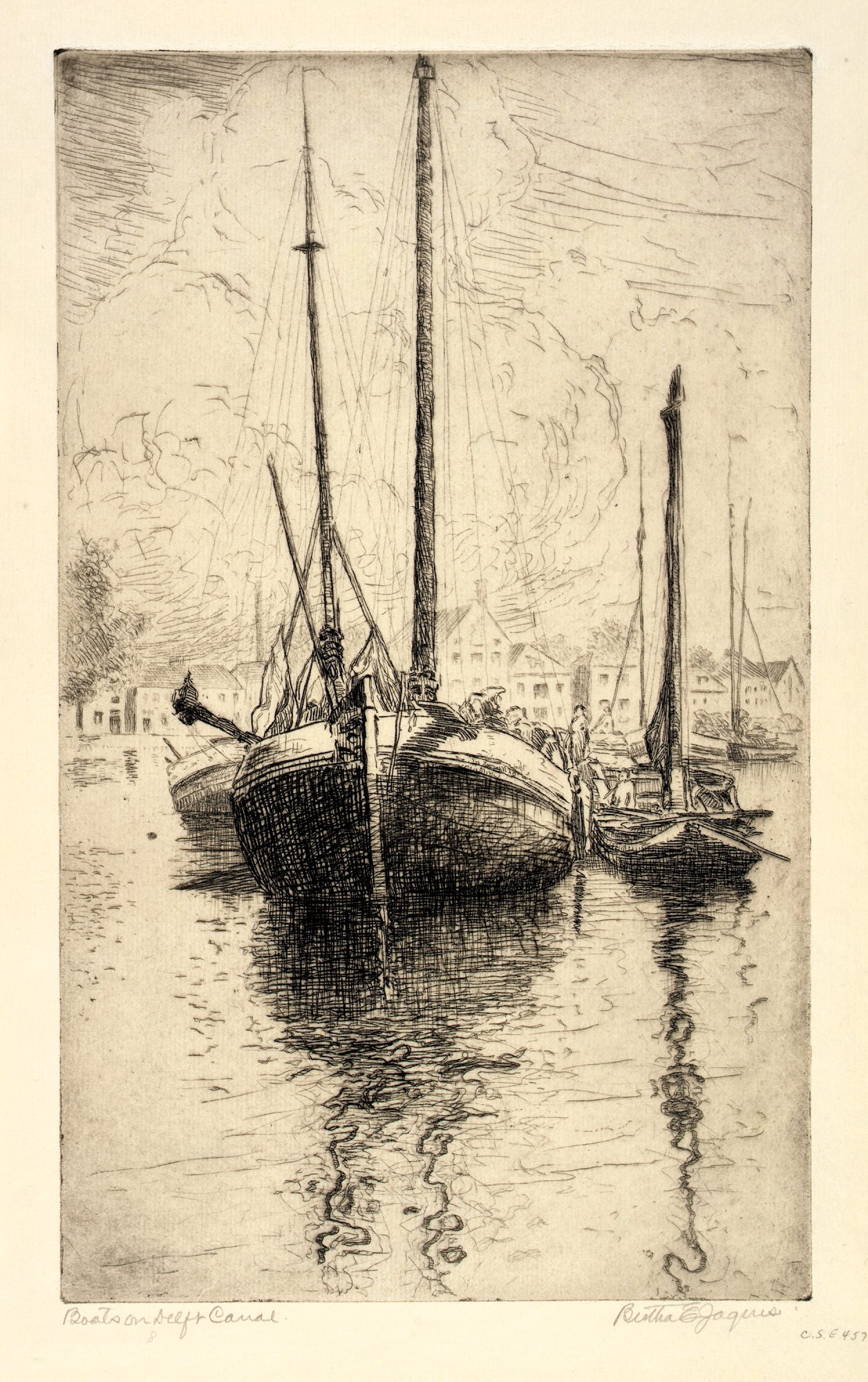Bertha E. Jaques:Boats on Delft Canal,16x12"(A3)Poster