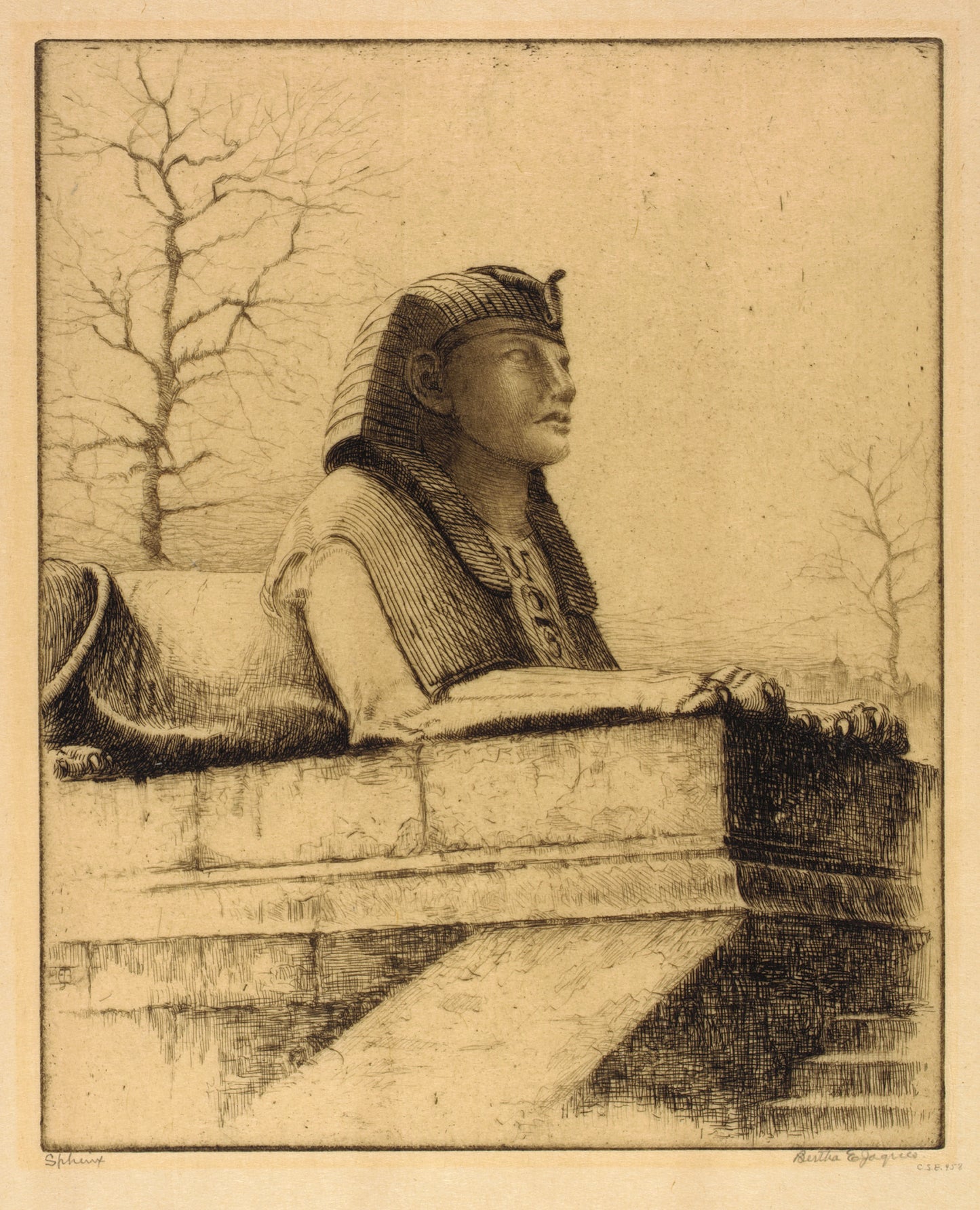 Bertha E. Jaques:Sphinx, Thames, London,16x12"(A3)Poster