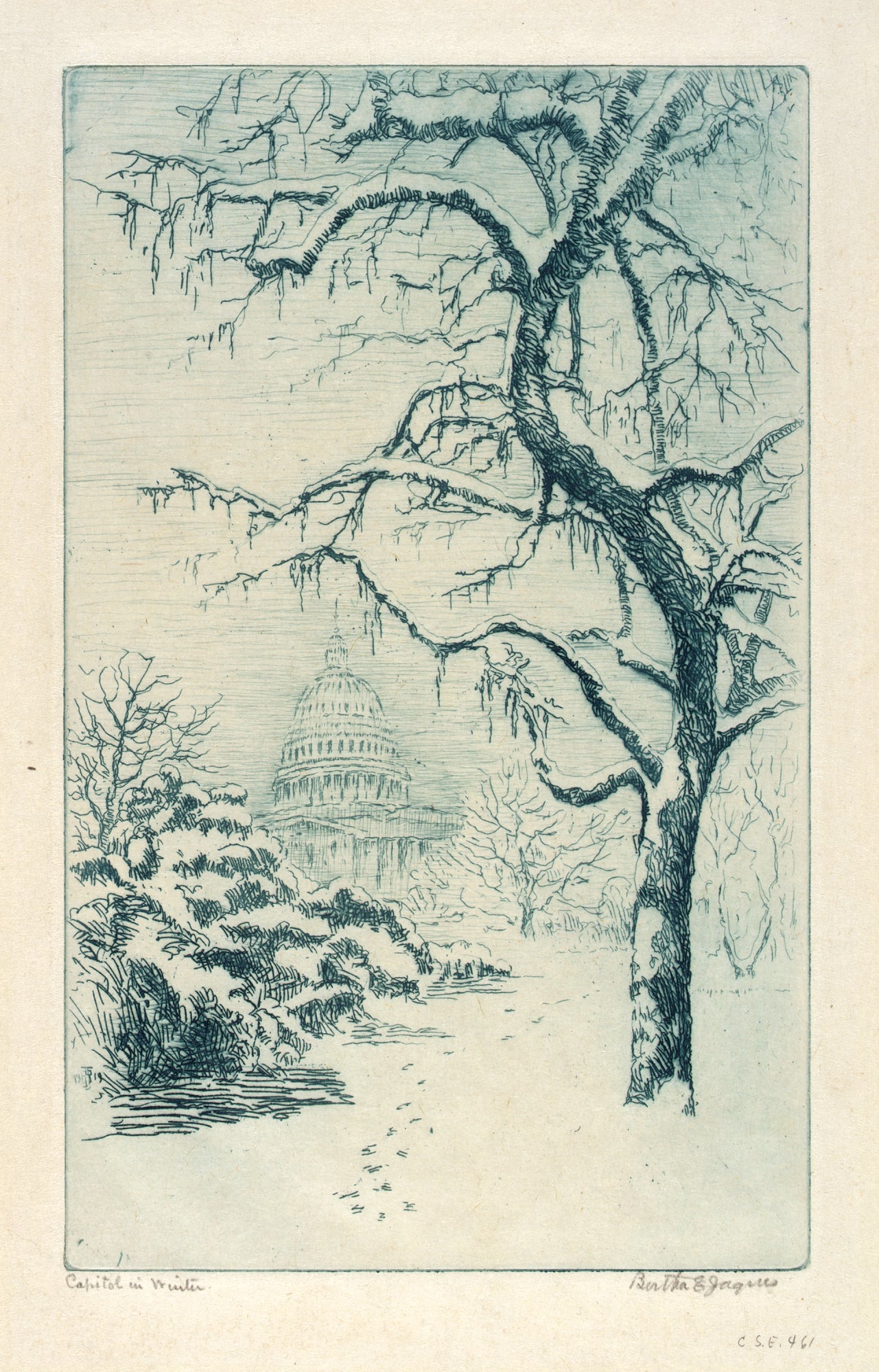 Bertha E. Jaques:Capitol in Winter,16x12"(A3)Poster