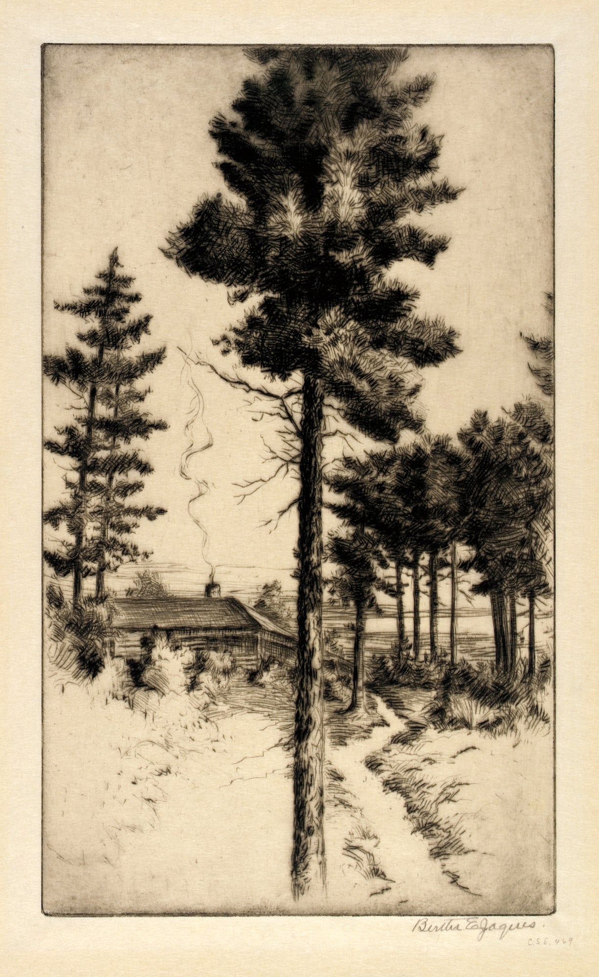 Bertha E. Jaques:Cabin in Wilderness,16x12"(A3)Poster