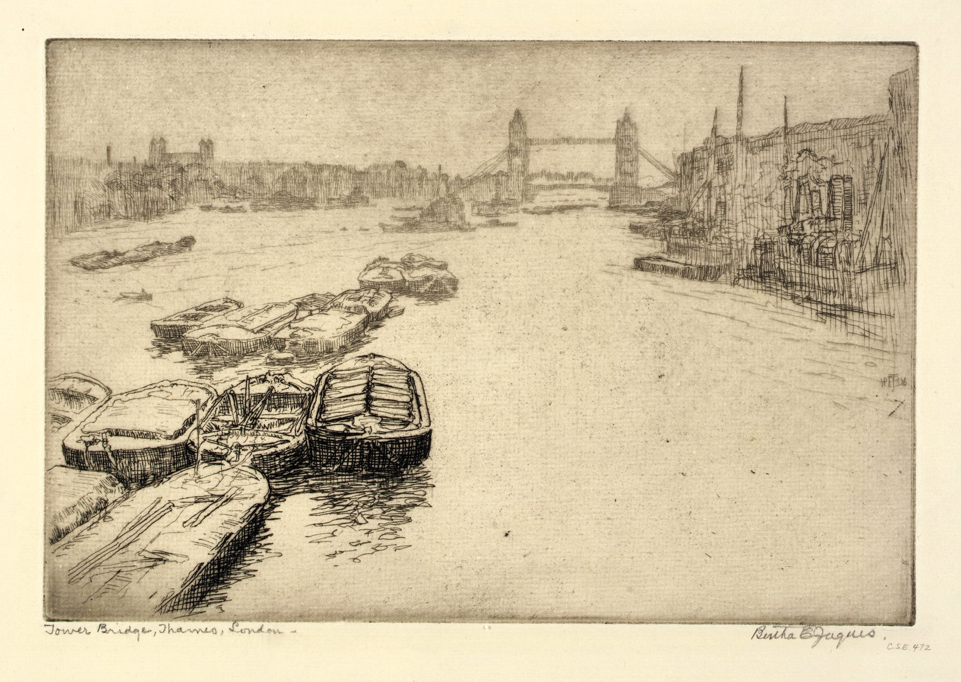 Bertha E. Jaques:Tower Bridge, Thames, London,16x12"(A3)Poster
