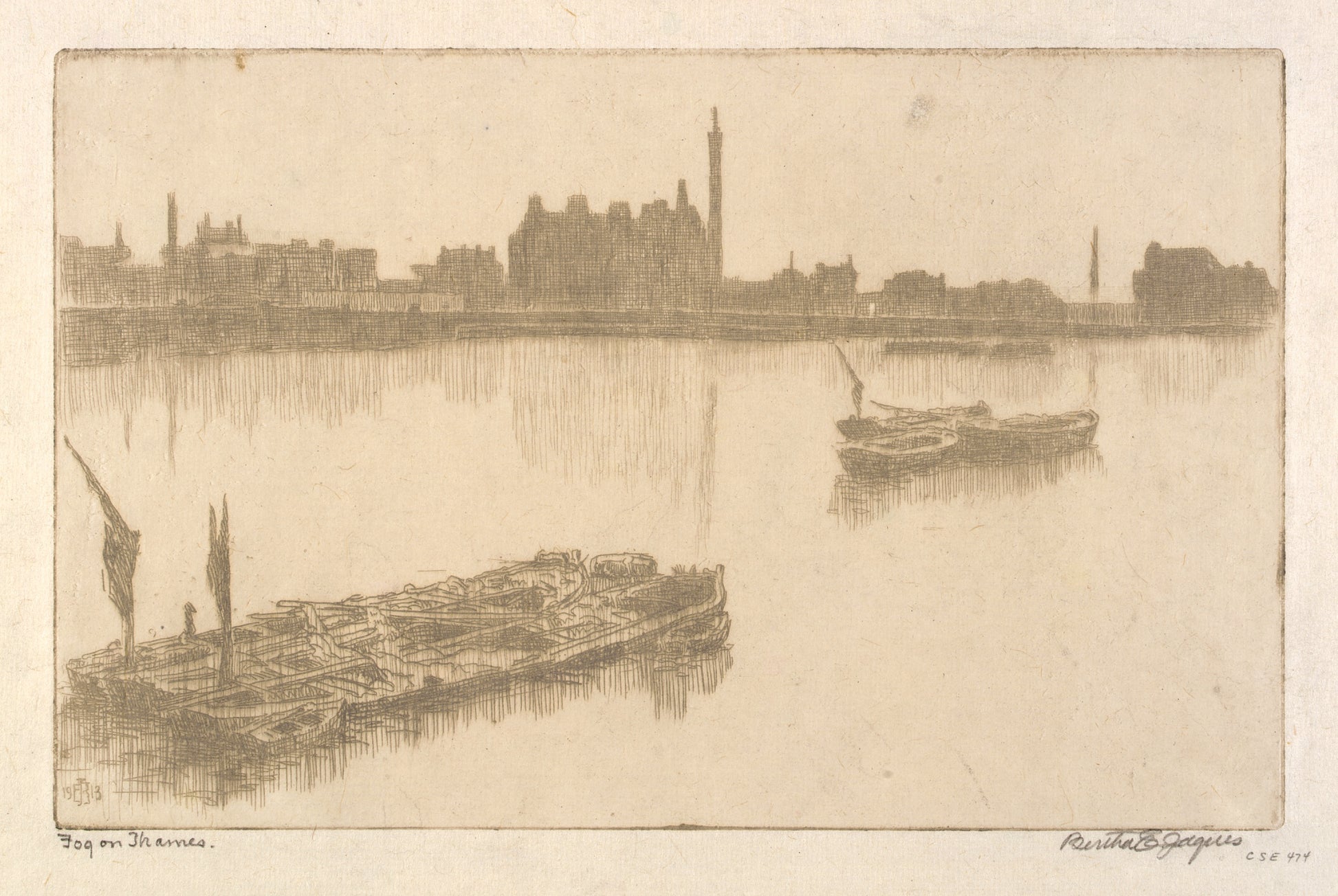 Bertha E. Jaques:Fog on Thames,16x12"(A3)Poster